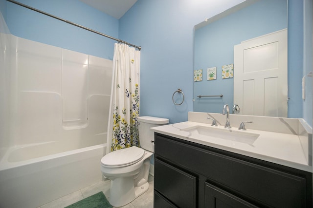 2842 Tall Grass Dr, Grass Lake, MI 49240 - bathroom with toilet, vanity, tile patterned flooring, and shower / bath combo with shower curtain