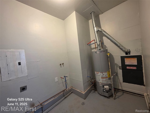 12725 Riverview St, Detroit, MI 48223 - utility room featuring electric panel and gas water heater