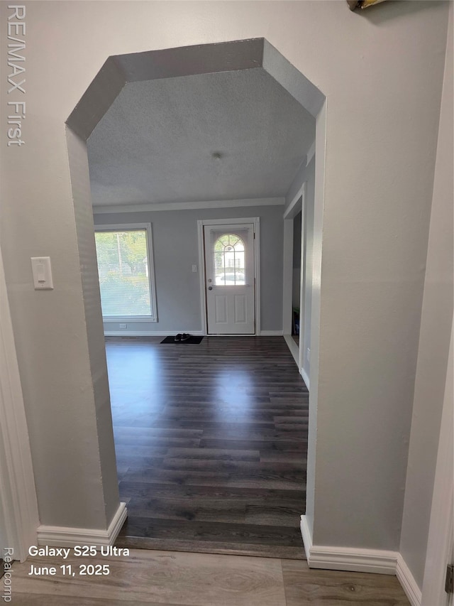 12725 Riverview St, Detroit, MI 48223 - foyer with wood finished floors, plenty of natural light, and a textured ceiling
