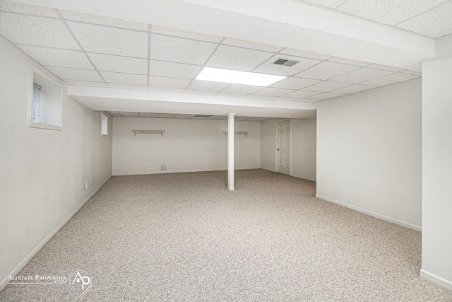 6063 Steeplechase Dr, Grand Blanc, MI 48439 - finished basement with a paneled ceiling, carpet floors, and baseboards