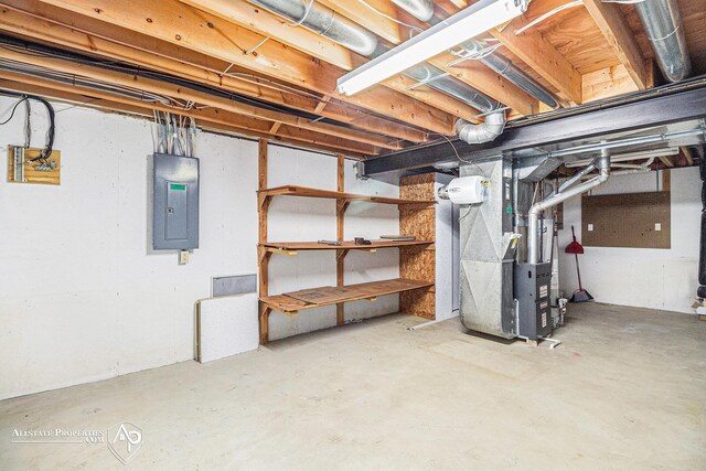 6063 Steeplechase Dr, Grand Blanc, MI 48439 - unfinished below grade area with electric panel and heating unit