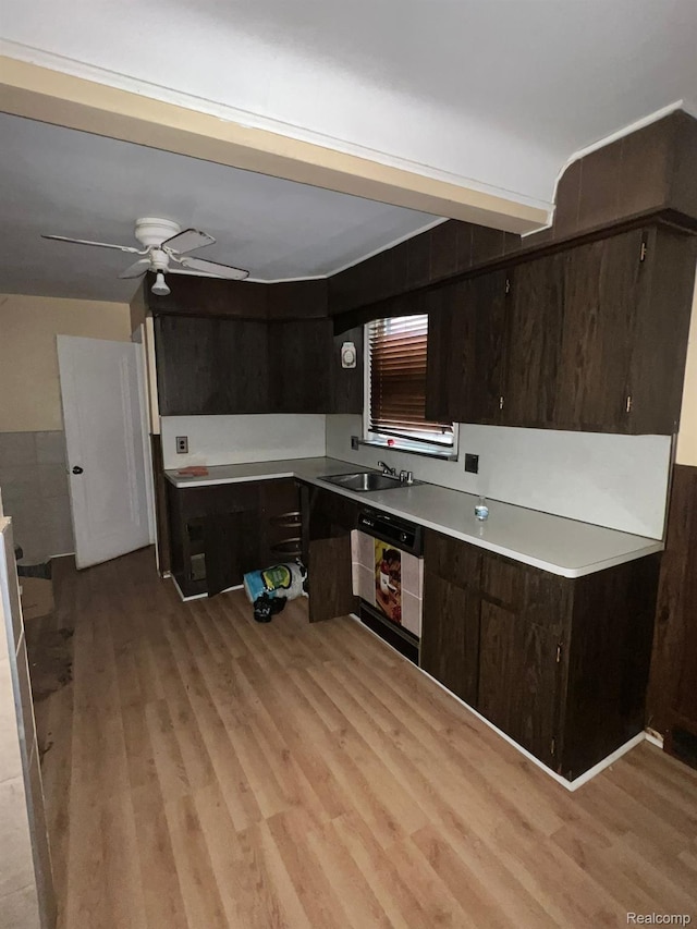20258 Fairport St, Detroit, MI 48205 - kitchen featuring oven, light wood finished floors, light countertops, and a ceiling fan