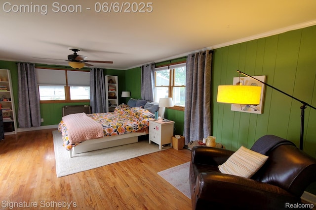 917 N Edison Ave, Royal Oak, MI 48067 - bedroom with wood finished floors, a ceiling fan, and crown molding