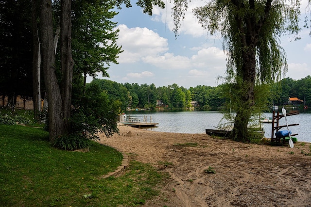 376 Highview Rd, Traverse City, MI 49696 - water view featuring a boat dock and a forest