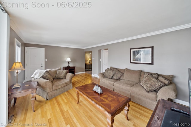 307 N Eton St, Birmingham, MI 48009 - living room with light wood finished floors, crown molding, and baseboards