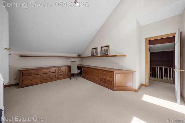 6212 Bromley Ct, West Bloomfield, MI 48322 - additional living space featuring light colored carpet, vaulted ceiling, and baseboards