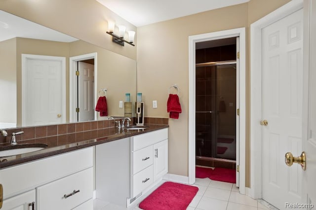3468 High Hillcrest Dr, Howell, MI 48843 - full bath with double vanity, a shower stall, and tile patterned flooring
