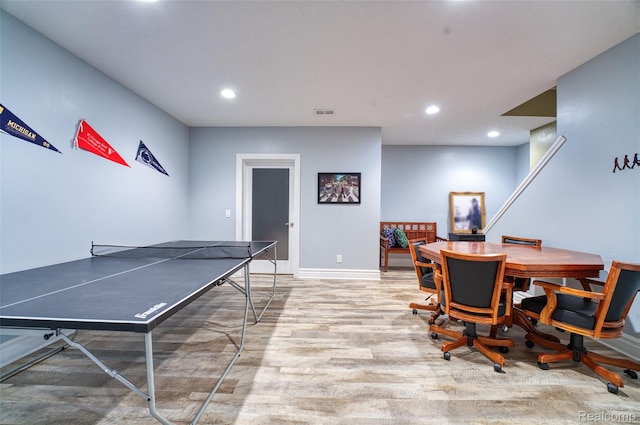 1235 Joann Ln, Williamston, MI 48895 - rec room featuring wood finished floors, recessed lighting, and baseboards