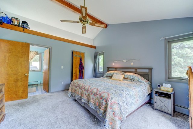 4470 Peach Ridge Ave NW, Grand Rapids, MI 49544 - bedroom with a baseboard radiator, carpet, a closet, and ceiling fan