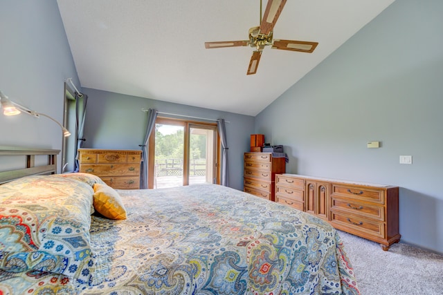 4470 Peach Ridge Ave NW, Grand Rapids, MI 49544 - bedroom with vaulted ceiling, access to outside, carpet flooring, and a ceiling fan