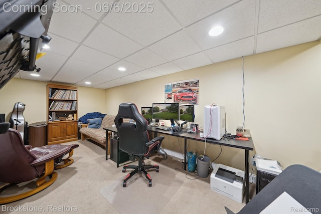 2831 Aurora Dr, Lake Orion, MI 48360 - office area with carpet floors, a drop ceiling, and recessed lighting