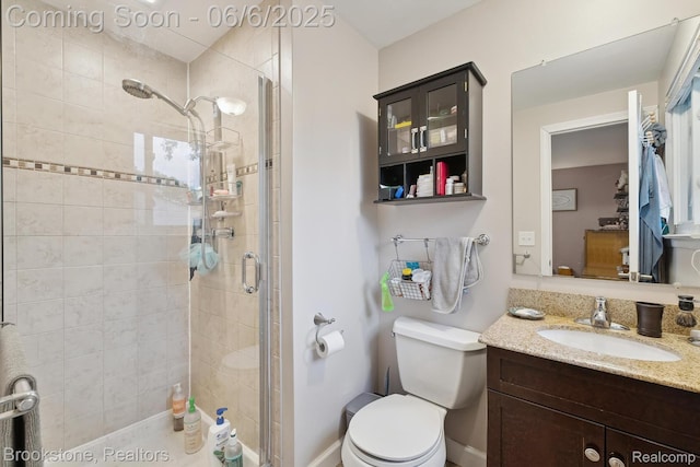 2831 Aurora Dr, Lake Orion, MI 48360 - bathroom featuring vanity, a shower stall, and toilet