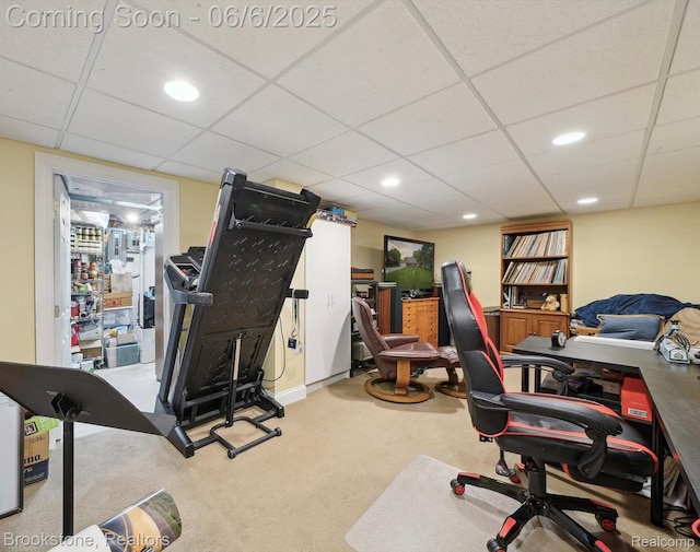 2831 Aurora Dr, Lake Orion, MI 48360 - carpeted home office featuring a drop ceiling and recessed lighting