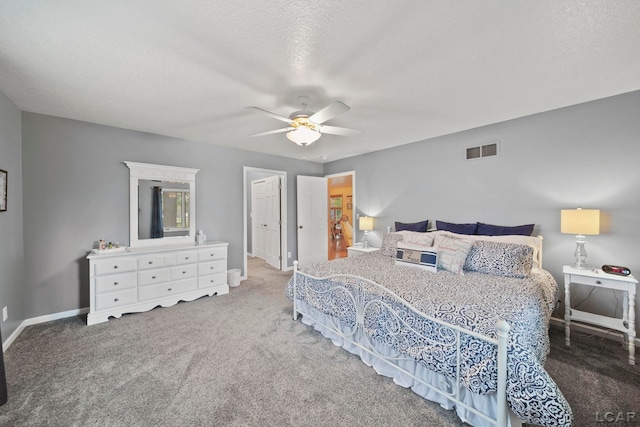 227 Lake View Dr, Hudson, MI 49247 - bedroom featuring carpet, a ceiling fan, baseboards, and a textured ceiling