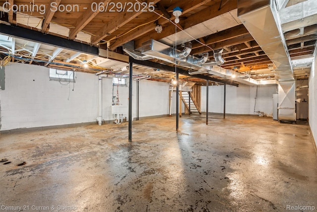 4220 Webb St, Detroit, MI 48204 - unfinished below grade area with a sink and stairway