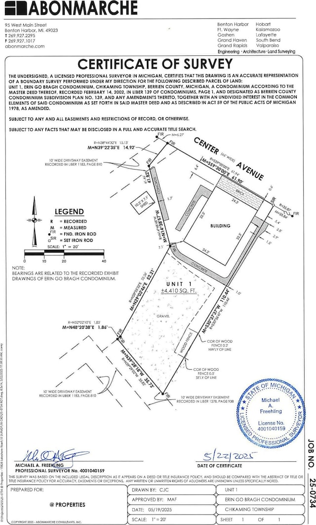 15826 Lakeshore Rd Unit 1, Union Pier, MI 49129 - survey map / technical document