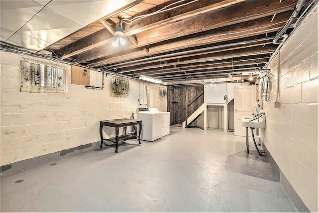 269 E 24th St, Holland, MI 49423 - unfinished basement with washing machine and dryer and a sink