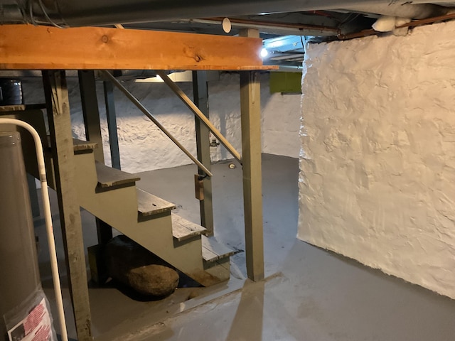 50 N Sprague St, Coldwater, MI 49036 - unfinished basement with water heater and stairs