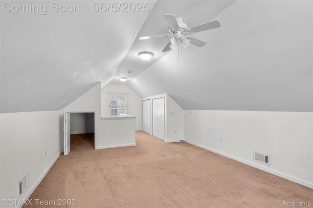2922 Bailey Ave, Wyandotte, MI 48146 - additional living space with carpet flooring, vaulted ceiling, baseboards, and a ceiling fan