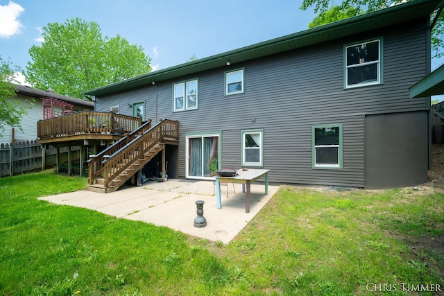 510 W Marshall St, Hastings, MI 49058 - back of property featuring stairway, a wooden deck, and a patio area
