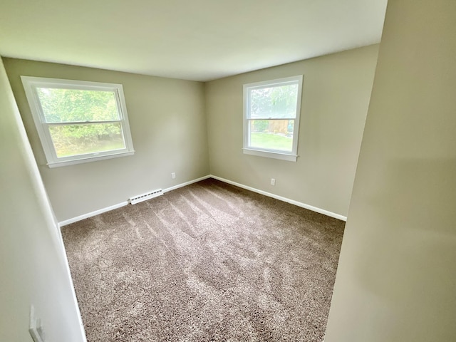 4408 Arbor Dr, Okemos, MI 48864 - empty room featuring baseboards, dark colored carpet, and baseboard heating