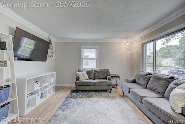 4511 Rosewold Ave, Royal Oak, MI 48073 - living room featuring ornamental molding, wood finished floors, and baseboards
