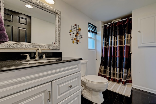 350 N Broadway St, Lake Orion, MI 48362 - full bathroom with vanity, toilet, curtained shower, and baseboards