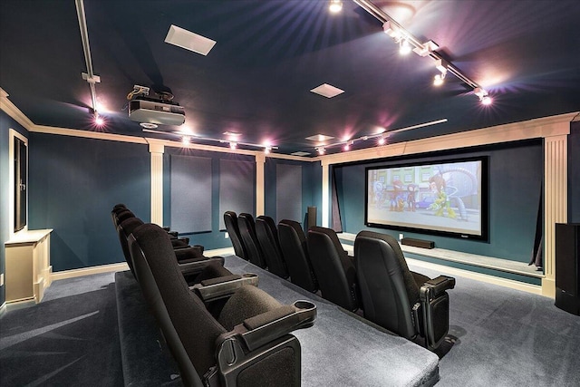 998 Eagle Ave, Ann Arbor, MI 48103 - carpeted cinema room featuring track lighting and baseboards