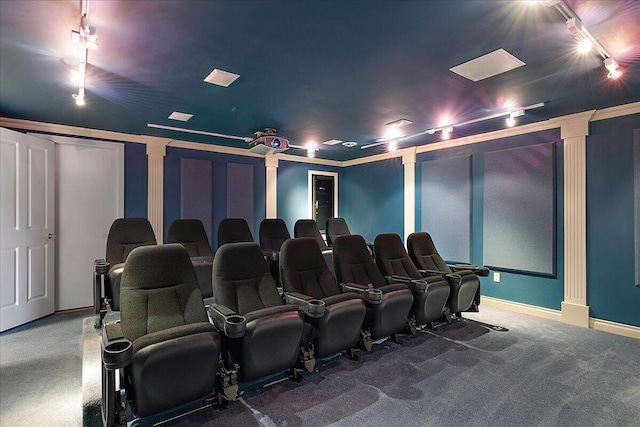 998 Eagle Ave, Ann Arbor, MI 48103 - carpeted home theater featuring track lighting and baseboards