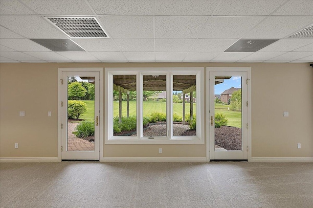 998 Eagle Ave, Ann Arbor, MI 48103 - entryway with plenty of natural light, carpet flooring, and a drop ceiling