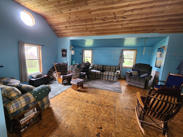 1232 Smoker Rd, Bronson, MI 49028 - living room featuring wood ceiling and high vaulted ceiling