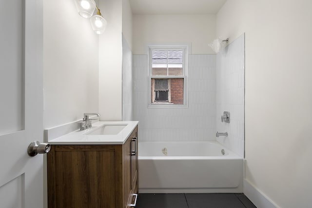 1174 Taylor St, Detroit, MI 48202 - bathroom with tile patterned flooring, vanity, and bathtub / shower combination