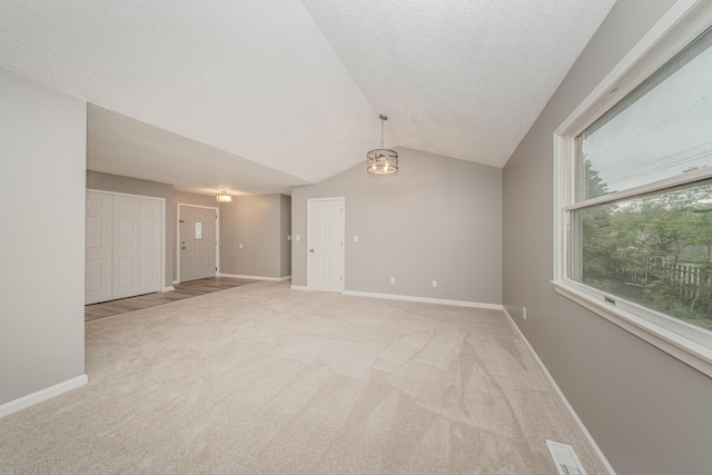 242 S Wallace Blvd, Ypsilanti, MI 48197 - carpeted spare room featuring vaulted ceiling, baseboards, and a textured ceiling