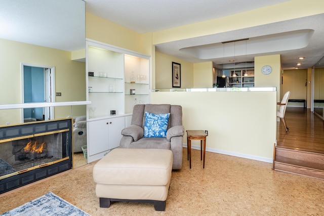 193 Wayne St, Saint Joseph, MI 49085 - living area with baseboards, a tiled fireplace, and recessed lighting