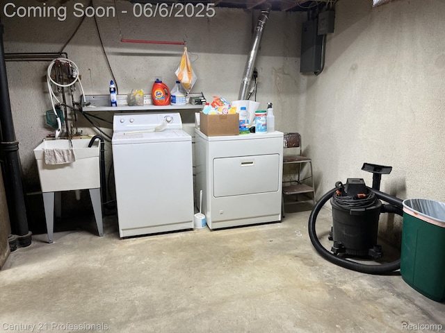 3028 Earl Dr, Warren, MI 48092 - unfinished basement featuring independent washer and dryer and electric panel