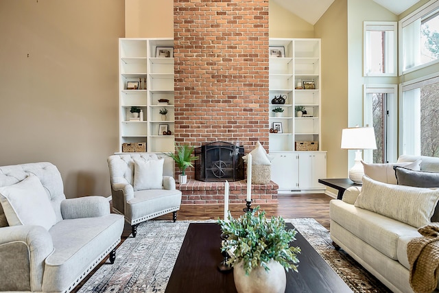 3329 Craig Rd, Ann Arbor, MI 48103 - living room featuring wood finished floors and high vaulted ceiling