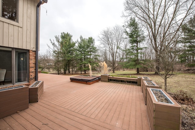 3329 Craig Rd, Ann Arbor, MI 48103 - wooden terrace featuring a covered hot tub