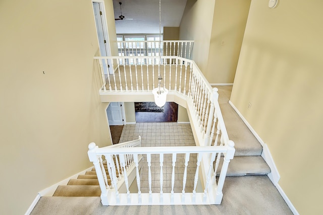 3329 Craig Rd, Ann Arbor, MI 48103 - stairway featuring baseboards and ceiling fan