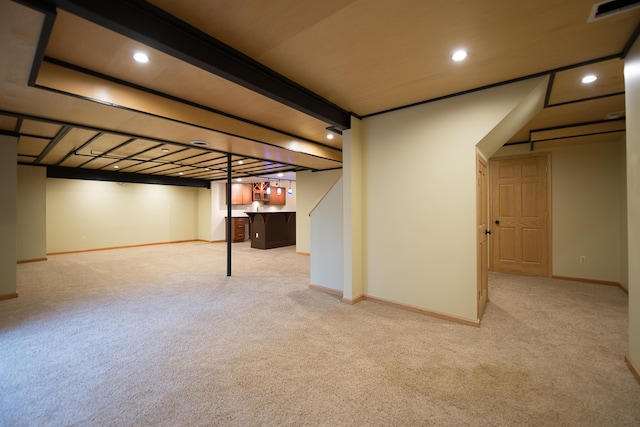 3329 Craig Rd, Ann Arbor, MI 48103 - finished below grade area featuring carpet floors, baseboards, and recessed lighting
