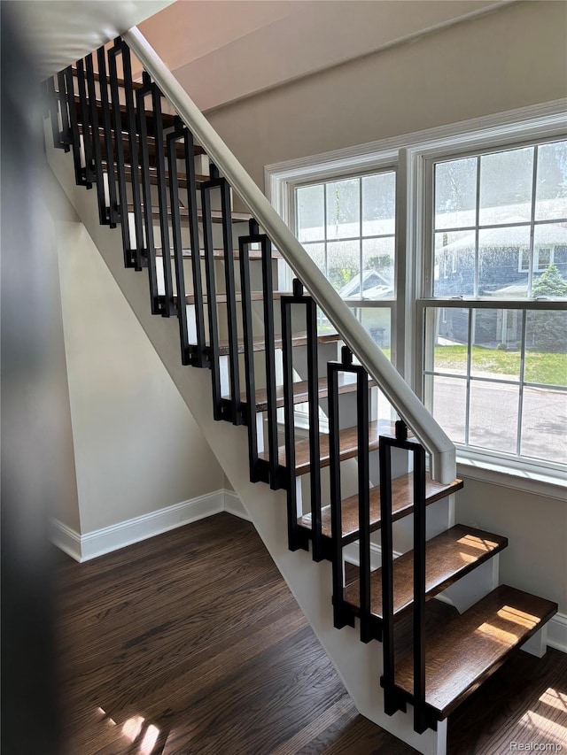 1139 S 7th St, Ann Arbor, MI 48103 - staircase with baseboards, wood finished floors, and healthy amount of natural light