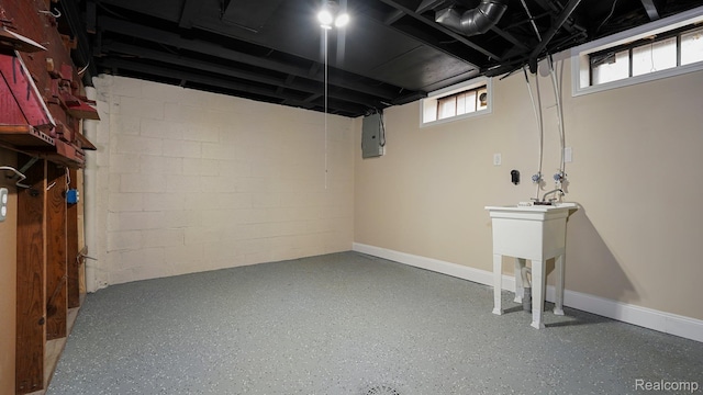 1139 S 7th St, Ann Arbor, MI 48103 - below grade area featuring concrete block wall and electric panel
