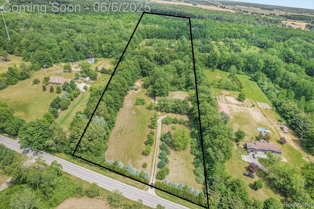 10900 Tuttlehill Rd, Milan, MI 48160 - aerial overview of property's location with property boundaries highlighted and a heavily wooded area