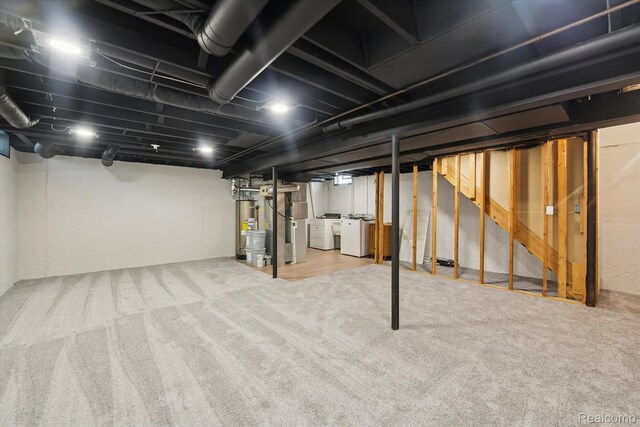 1011 Knowles St, Royal Oak, MI 48067 - finished basement with washer and dryer, carpet, and gas water heater