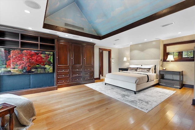 490 E Long Lake Rd, Bloomfield Hills, MI 48304 - bedroom featuring light wood finished floors, lofted ceiling, and recessed lighting