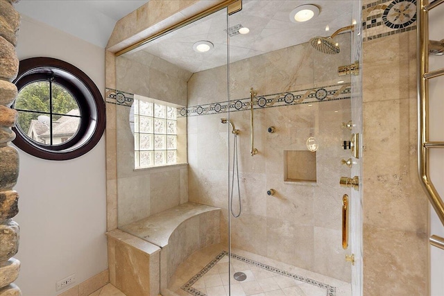 490 E Long Lake Rd, Bloomfield Hills, MI 48304 - full bath featuring a stall shower and tile patterned floors