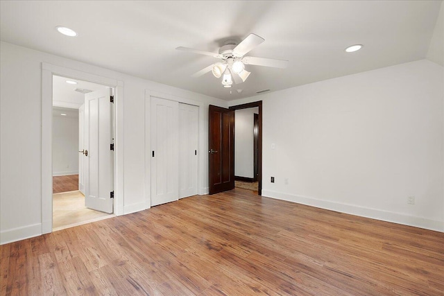 490 E Long Lake Rd, Bloomfield Hills, MI 48304 - unfurnished bedroom featuring light wood-type flooring, baseboards, recessed lighting, and ceiling fan