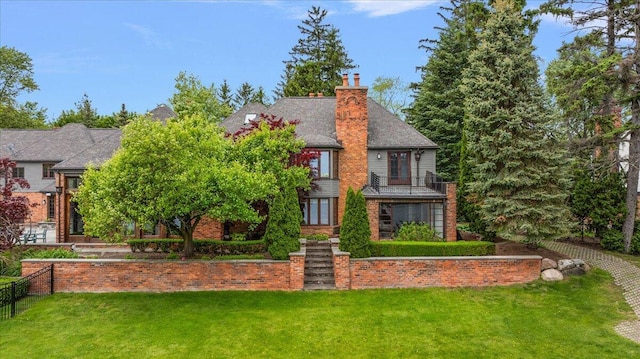 490 E Long Lake Rd, Bloomfield Hills, MI 48304 - tudor house with a front lawn and a chimney