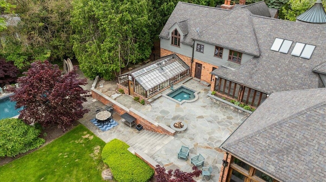 490 E Long Lake Rd, Bloomfield Hills, MI 48304 - view from above of property featuring a pool area