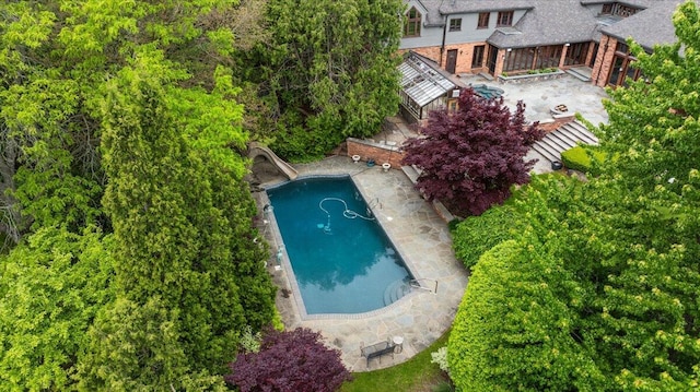 490 E Long Lake Rd, Bloomfield Hills, MI 48304 - view from above of property with a pool area