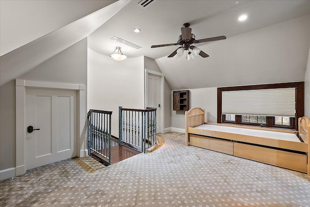 490 E Long Lake Rd, Bloomfield Hills, MI 48304 - carpeted bedroom with vaulted ceiling, baseboards, and recessed lighting